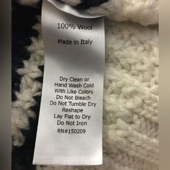 LA LIGNE Bretagne Striped Chunky Knit Wool Sweater Pullover iNAVY/CREAM  Size L - Picture 11 of 12